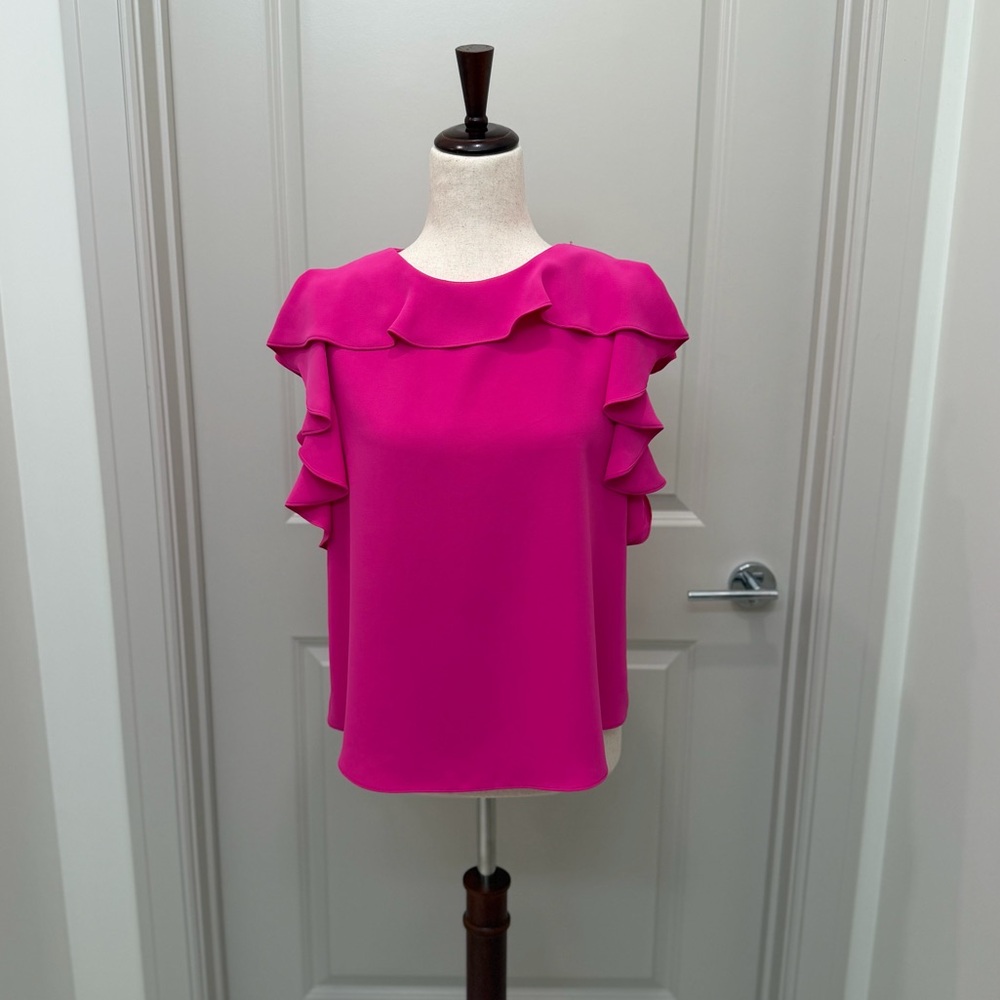 Amanda Uprichard - Bright Pink Ruffle Sleeve Blouse - S